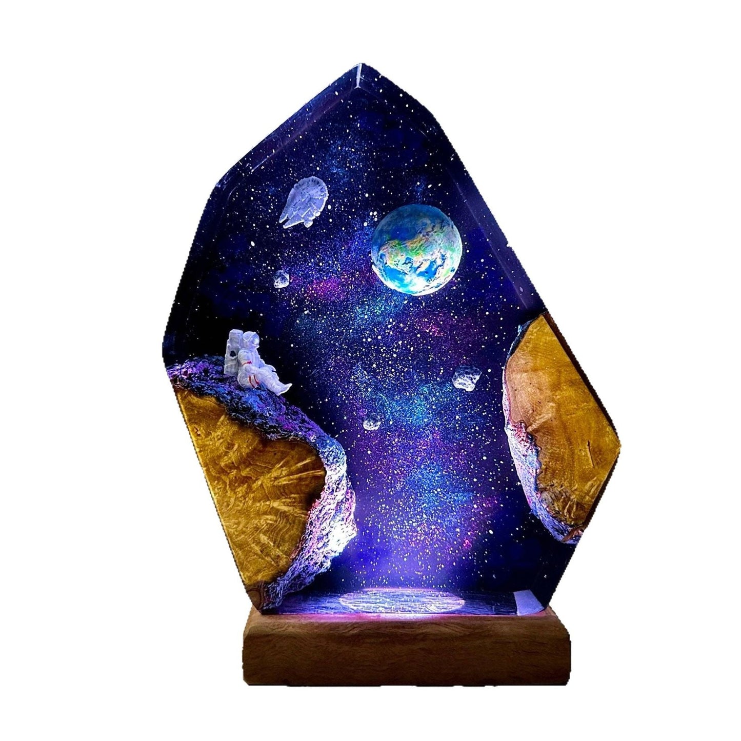 Europe and the United States best selling star glue lamp space night light resin wood space galaxy lamp for her gift