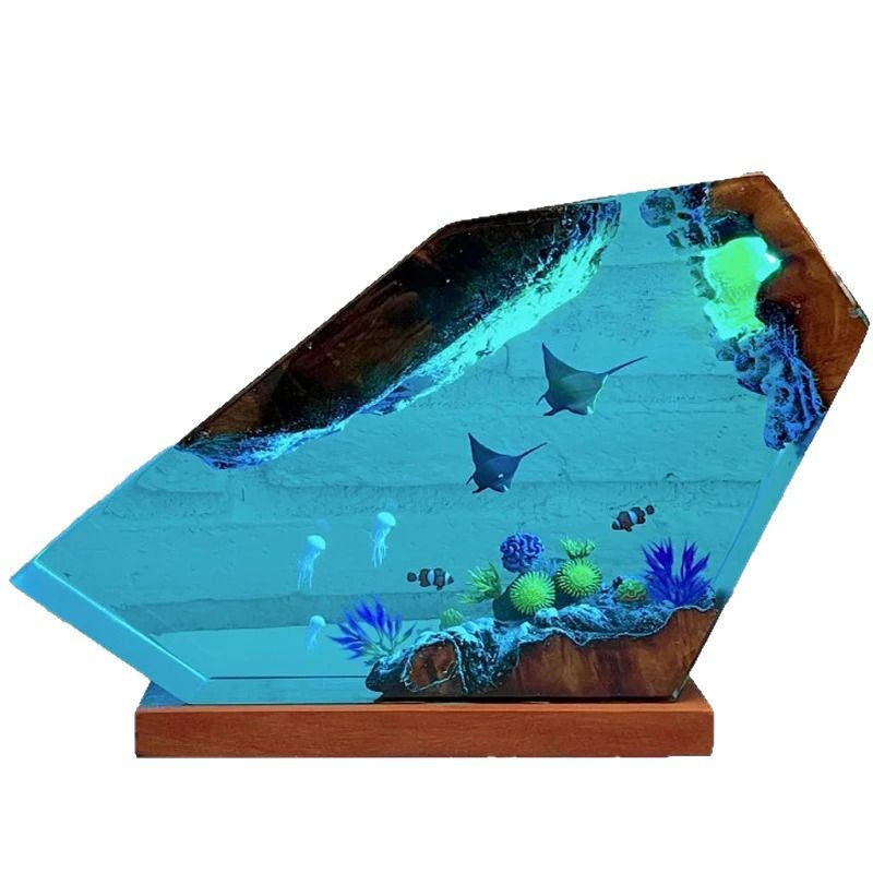 Handcrafted undersea resin lamp – magical night light and Christmas gift for sea life fans