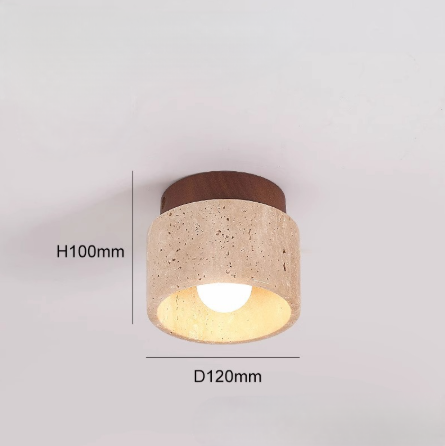 Yellow Travertine Wabi-Sabi Style Ceiling Lamp Designer Living Room Bedroom Aisle Entrance Art Cream Balcony Eye Protection Super Bright