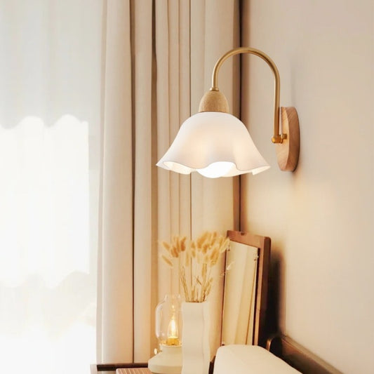 Nordic Wall Lamp Japanese Bedroom Bedside Lamp Log Study Aisle Background Wall Retro Internet Celebrant Silent Wind Lamps