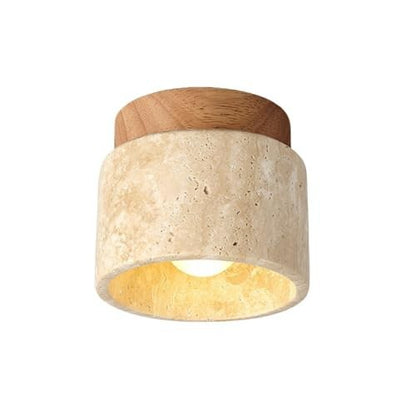 Yellow Travertine Ceiling Light, Aisle Light, Corridor Light, Entrance Hall, Medieval Wabi-Sabi Cream Style Entrance Led Ceiling Light