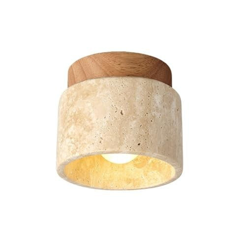 Yellow Travertine Ceiling Light, Aisle Light, Corridor Light, Entrance Hall, Medieval Wabi-Sabi Cream Style Entrance Led Ceiling Light