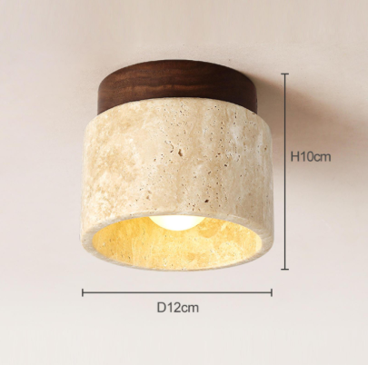 Japanese Wabi-Sabi Cream Style Yellow Travertine Ceiling Lamp Aisle Entry Entrance Corridor Cloakroom Balcony Zhongshan Lamps