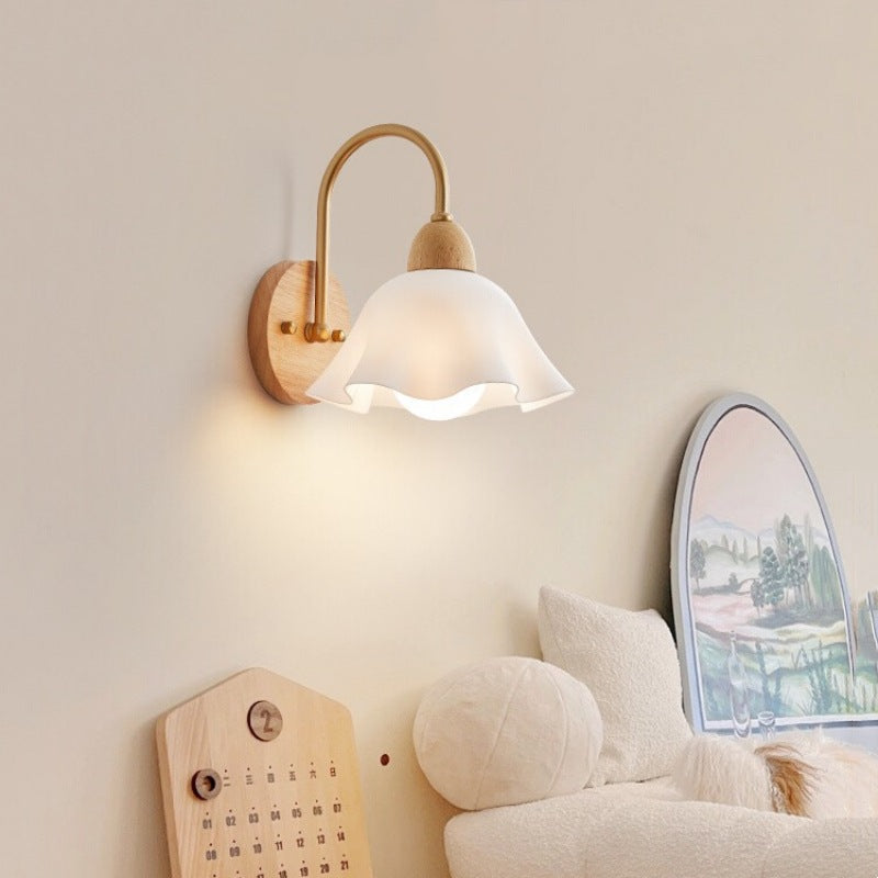 Nordic Wall Lamp Japanese Bedroom Bedside Lamp Log Study Aisle Background Wall Retro Internet Celebrant Silent Wind Lamps