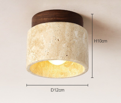 Yellow Travertine Ceiling Light, Aisle Light, Corridor Light, Entrance Hall, Medieval Wabi-Sabi Cream Style Entrance Led Ceiling Light