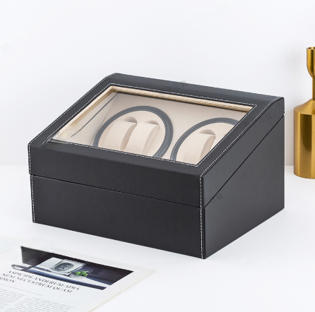 Spot double-head Motor box Black Pu automatic winding watch box electric watch Shaker