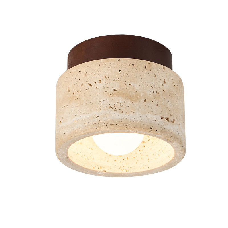 Yellow Travertine Ceiling Light, Aisle Light, Corridor Light, Entrance Hall, Medieval Wabi-Sabi Cream Style Entrance Led Ceiling Light