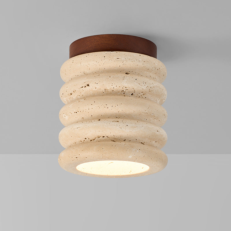 Yellow Travertine Ceiling Light, Aisle Light, Corridor Light, Entrance Hall, Medieval Wabi-Sabi Cream Style Entrance Led Ceiling Light
