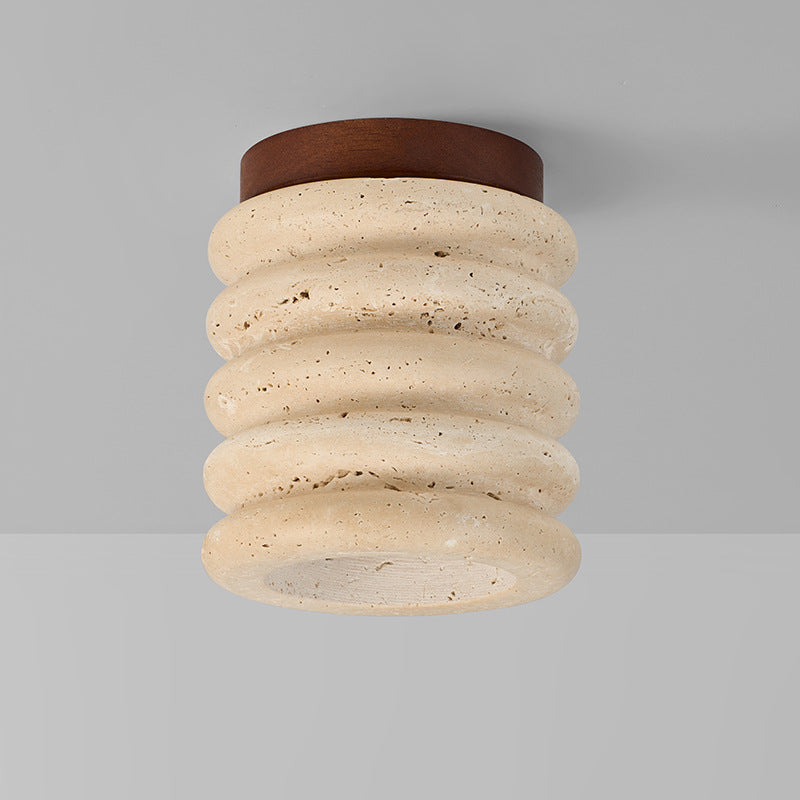 Yellow Travertine Ceiling Light, Aisle Light, Corridor Light, Entrance Hall, Medieval Wabi-Sabi Cream Style Entrance Led Ceiling Light