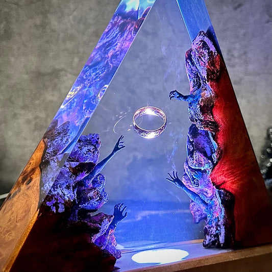 Magic ring epoxy resin wooden night light handmade gift home decoration marine resin lamp boyfriend's gift