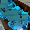 Side view of dual dragon night light on wooden base – perfect for gaming rooms