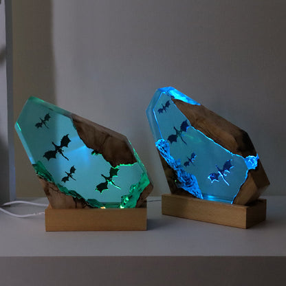 Foreign trade European-style epoxy resin crafts solid wood dragon large ornaments night light atmosphere decoration housewarming gifts