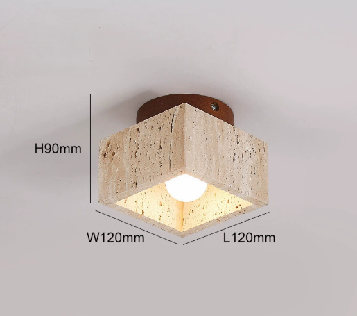 Japanese Wabi-Sabi Style Ceiling Lamp Yellow Travertine Designer Retro Creative Entrance Corridor Aisle Entrance Balcony Small Lamp