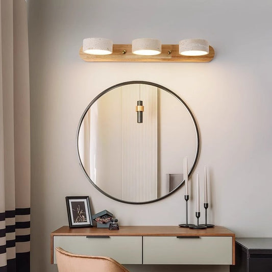 Yellow Travertine Mirror Front Light Bathroom Sink Japanese Retro Simple Vanity Washbasin Bathroom Wall Lamp