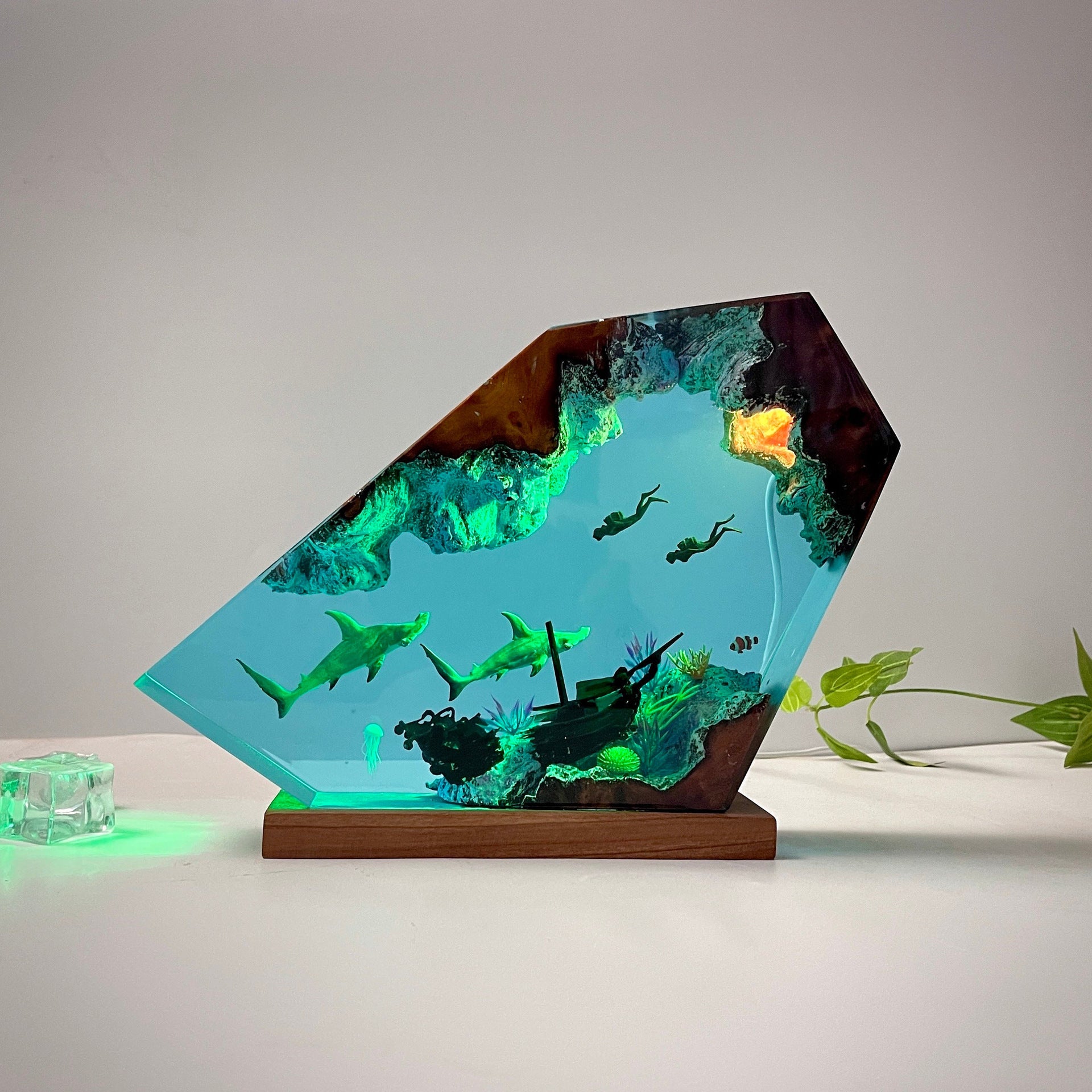 Wooden night lamp, Perfect gift for marine lovers, animal lovers, Christmas gift ideas