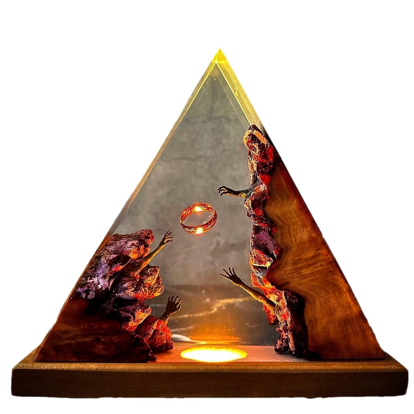 Magic ring epoxy resin wooden night light handmade gift home decoration marine resin lamp boyfriend's gift