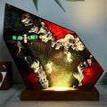 Astronaut Satellite Resin Night Light | Handmade Space Lamp with Wooden Base, Cosmic Star Lamp Christmas Gift