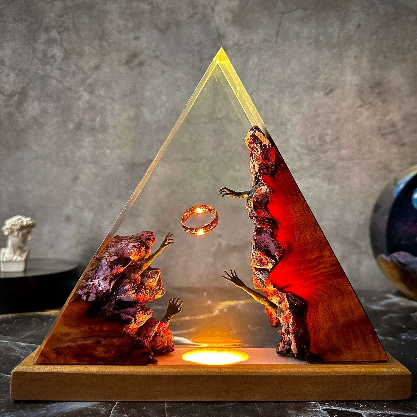 Magic ring epoxy resin wooden night light handmade gift home decoration marine resin lamp boyfriend's gift