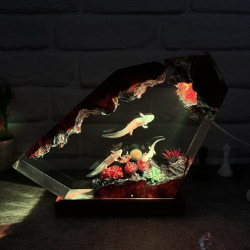 Salamander Resin Lamp – Handmade Resin Art Lamp, Unique Gift for Daughter, Christmas Gift