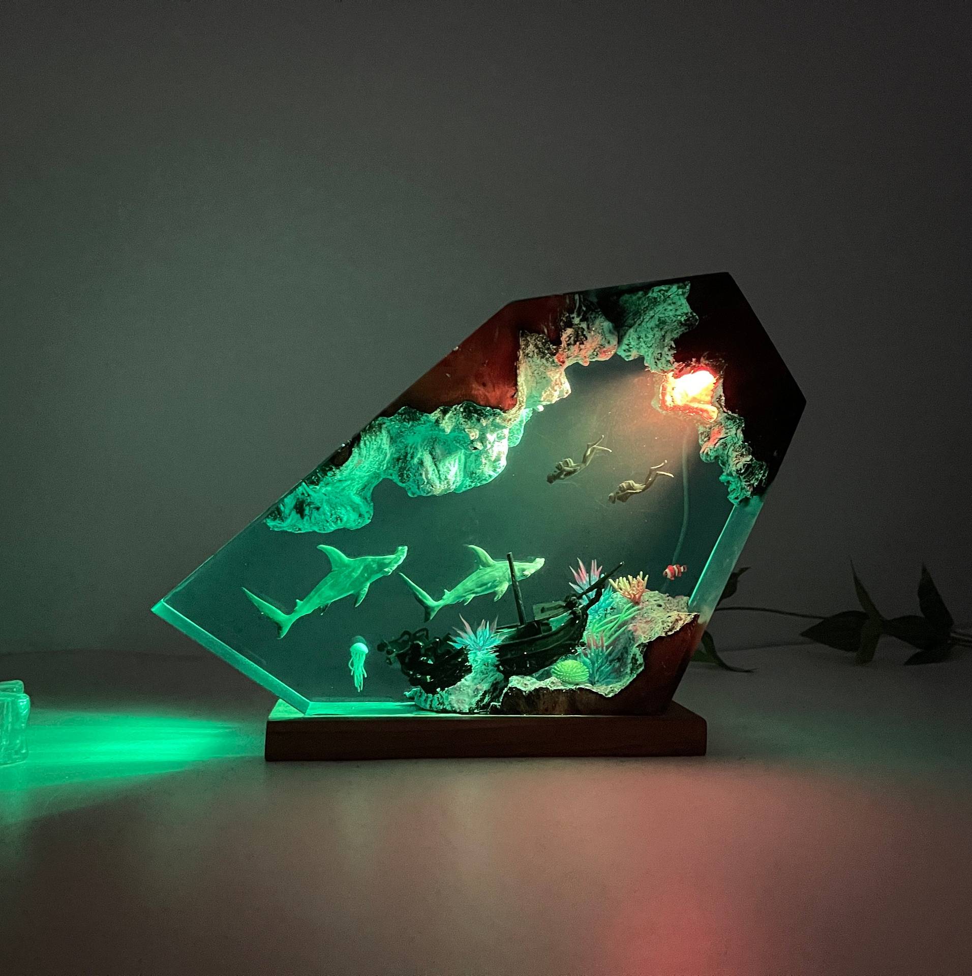 Decorative night lamp, Epoxy resin lights, Christmas gift Idea